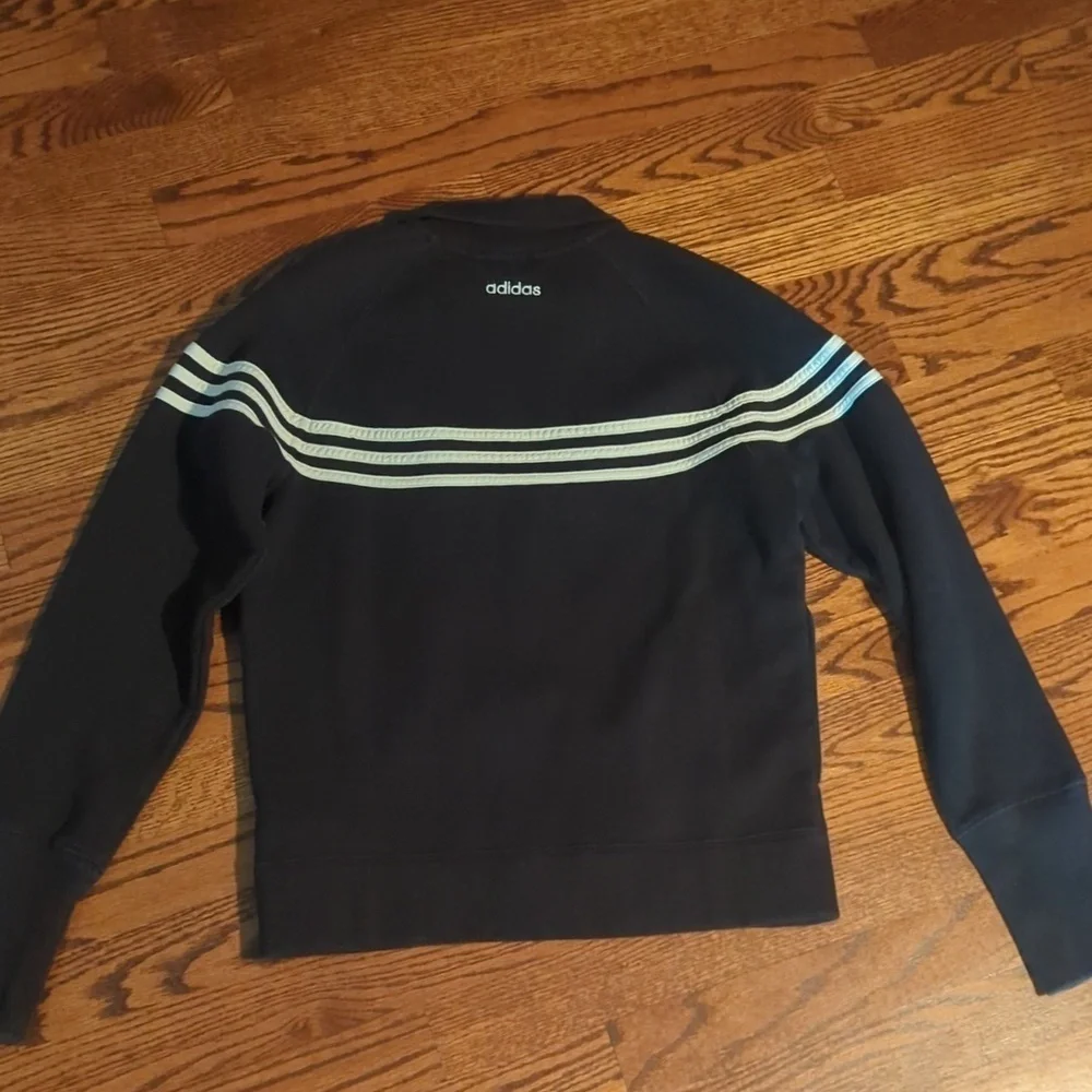 Adidas cotton blend Preppy zip front white stripes Black Track Jogger Jacket S - Picture 4 of 8